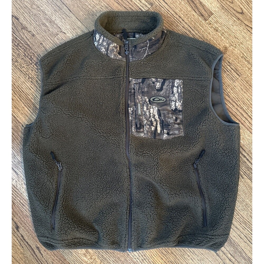 Drake Wasterfowl MST Sherpa Fleece Hybrid Liner Vest Mens XL Brown Hunting Camo